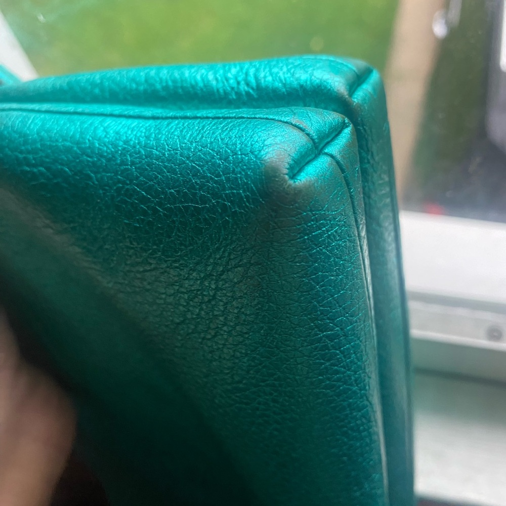 Coach Metallic Teal Pebble Leather Crossbody - Picture 13 of 16